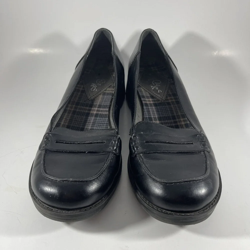 Hot Cakes Chunky Lug Heel Sole Platform Penny Loafers Sz 10 Black Vtg Y2K